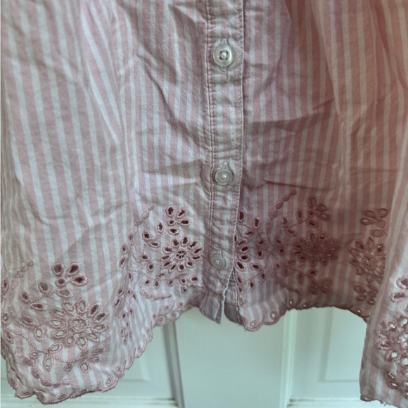 Old Navy 2T Pink & White Girls Striped Long sleeve Blouse Top - Picture 2 of 4